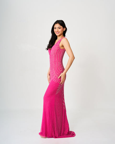 Radiant Fuchsia Sequin Evening Dress