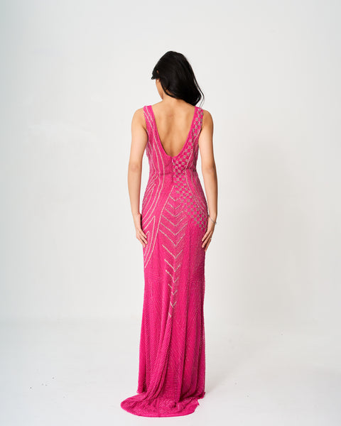 Radiant Fuchsia Sequin Evening Dress