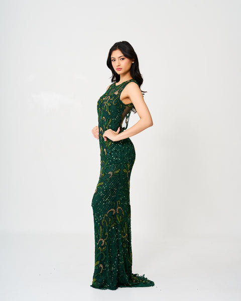 Emerald Elegance Sequin Gown