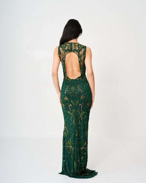 Emerald Elegance Sequin Gown