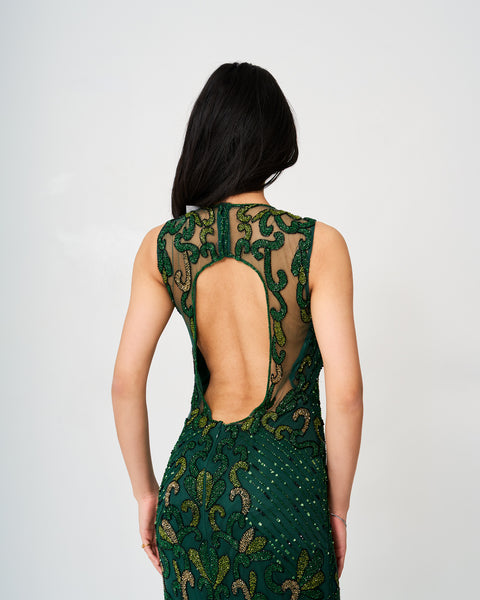 Emerald Elegance Sequin Gown