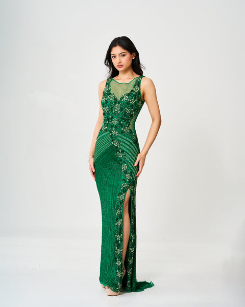 Verdant Vines Sequined Gown