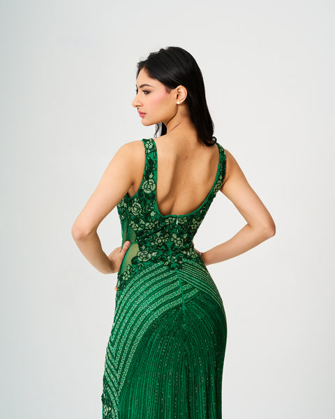 Verdant Vines Sequined Gown