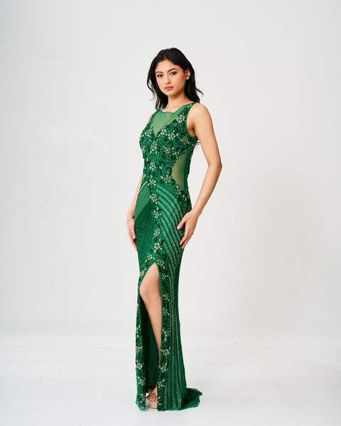 Verdant Vines Sequined Gown