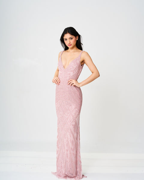 Enchanted Blush Sequin Evening Gown