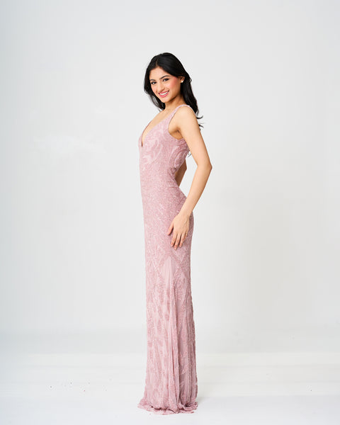 Enchanted Blush Sequin Evening Gown