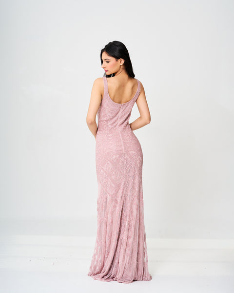 Enchanted Blush Sequin Evening Gown