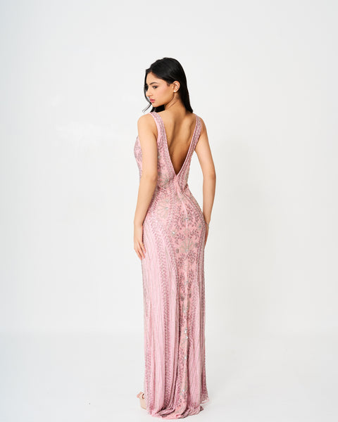 Enchanted Evening Blush Pink Sequined Gown