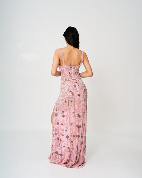 Enchanted Evening Blush Pink Sequined Gown