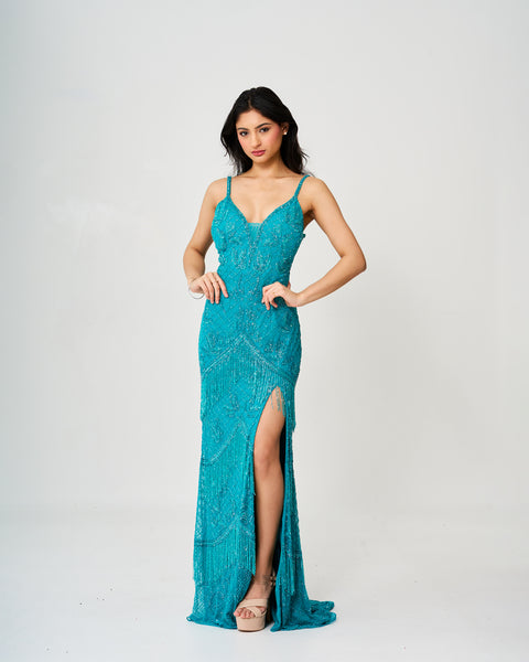 Allure Fringe Gown